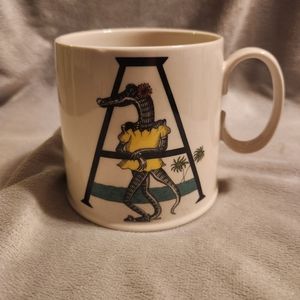 Anthropologie Coffee Mug Florence Balducci Monogram A for Alligator Ivory White